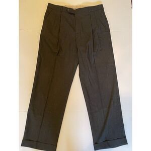 Ballin Classic Dress Pants Comfort-EZE Pleated Cuffed Gray 35x30 Super 120s Wool